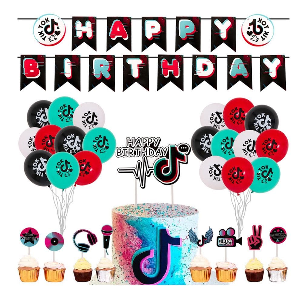 Kit de balões de aniversário Feliz Aniversário 24 unidades Tik To Party