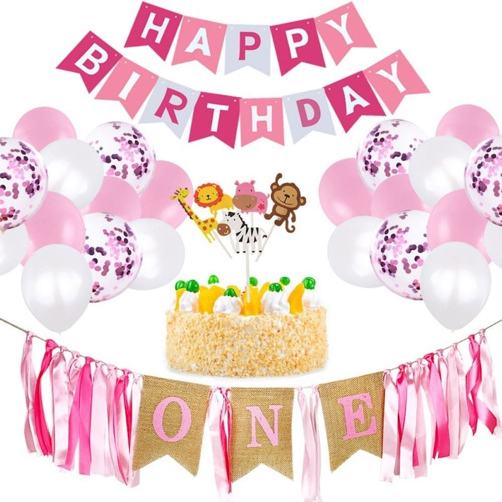 Kit de balões Happy Birthday 32 balões de látex com borlas