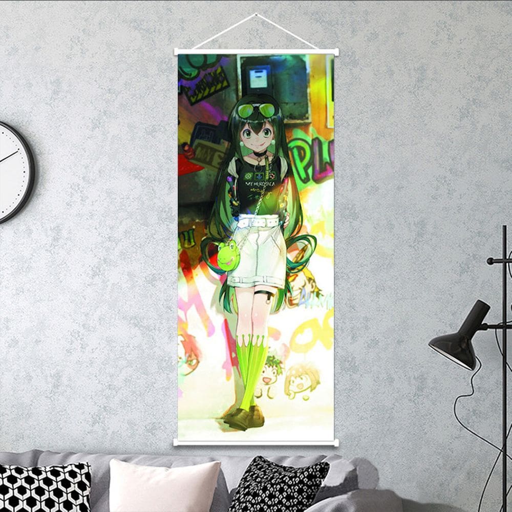 Pintura artística de parede em tela My Hero Academia Asui Tsuyu 30x75cm