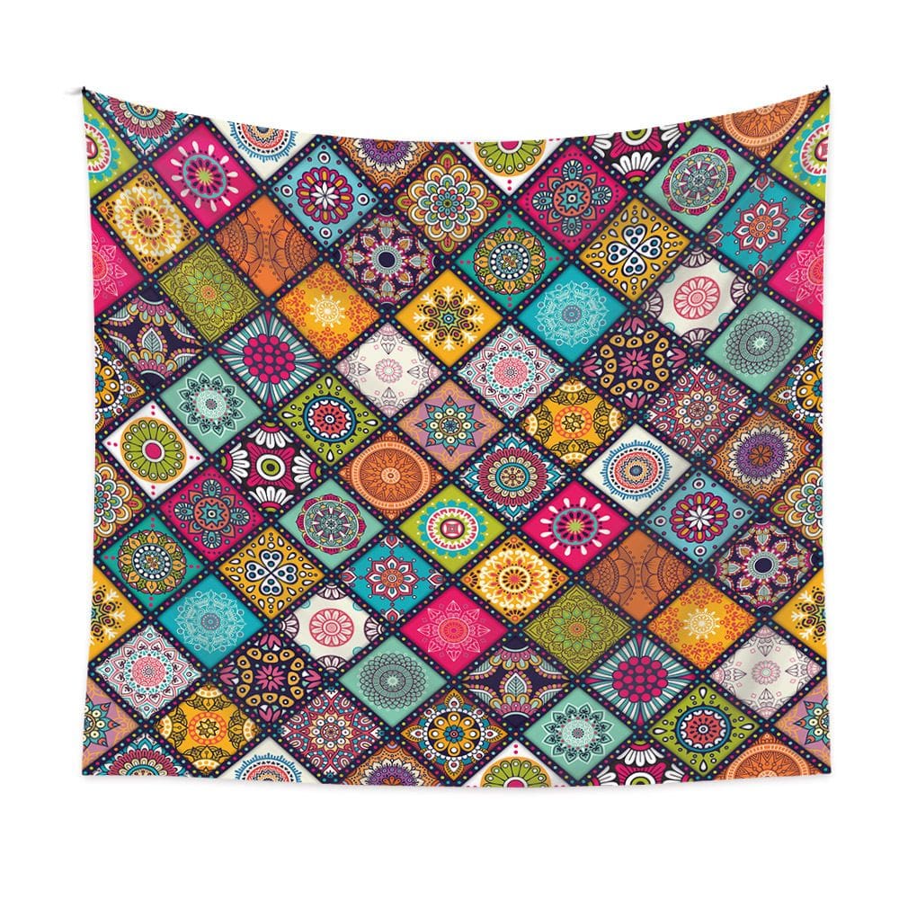 Tapeçaria, mandala, padrão geométrico, microtecido 150x130cm
