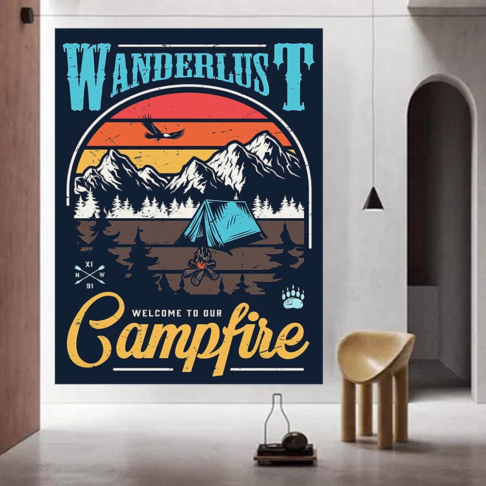 Tapestry Wall Hanging Wanderlusts dá as boas-vindas aos nossos acampamentos