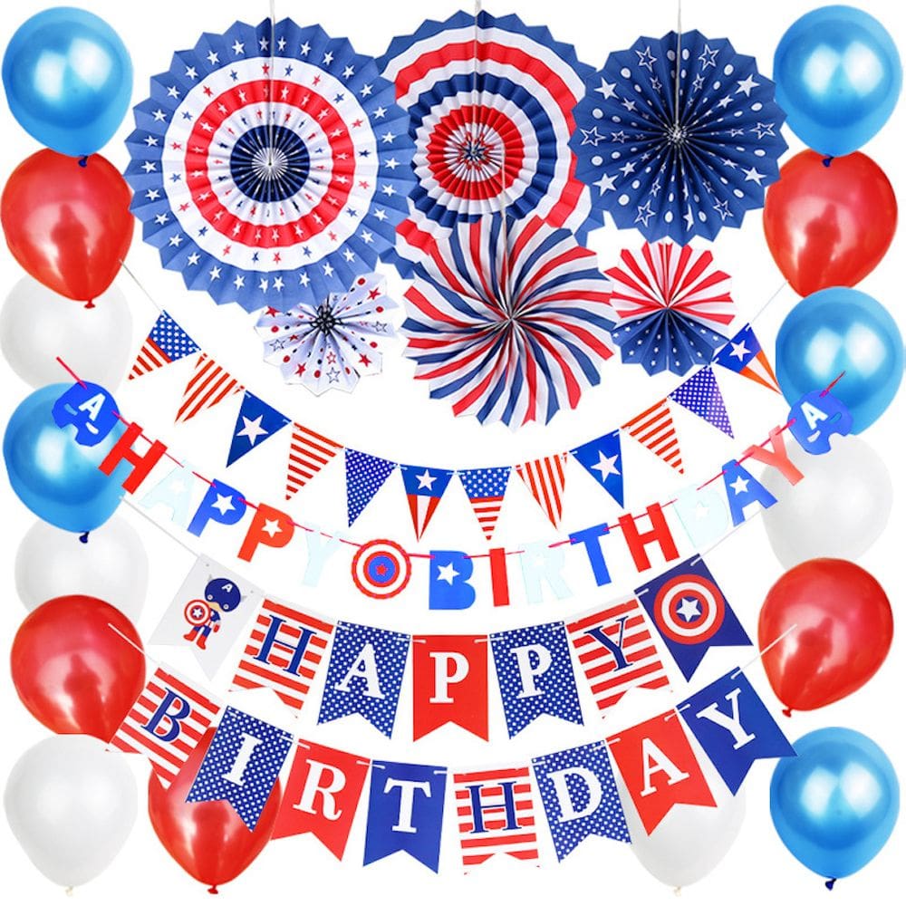 Kit de balões de látex Feliz Aniversário, 25 unidades com Flag Paper Flow