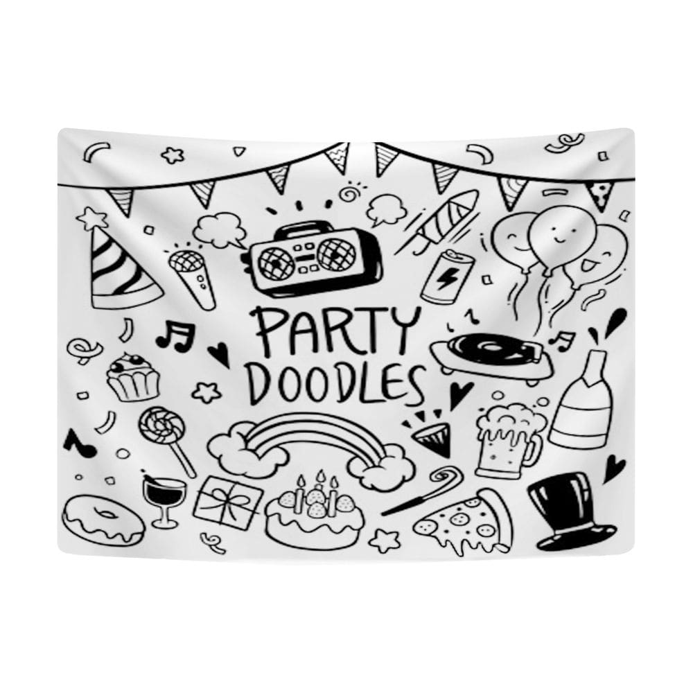 Tapeçaria de parede Party Doodles Microfabric 150x130cm