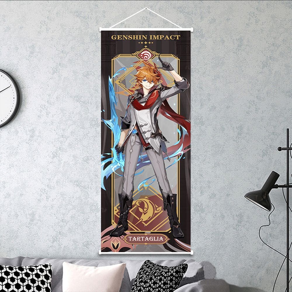 Pintura de parede em tela Genshin Impact Tartaglia Anime