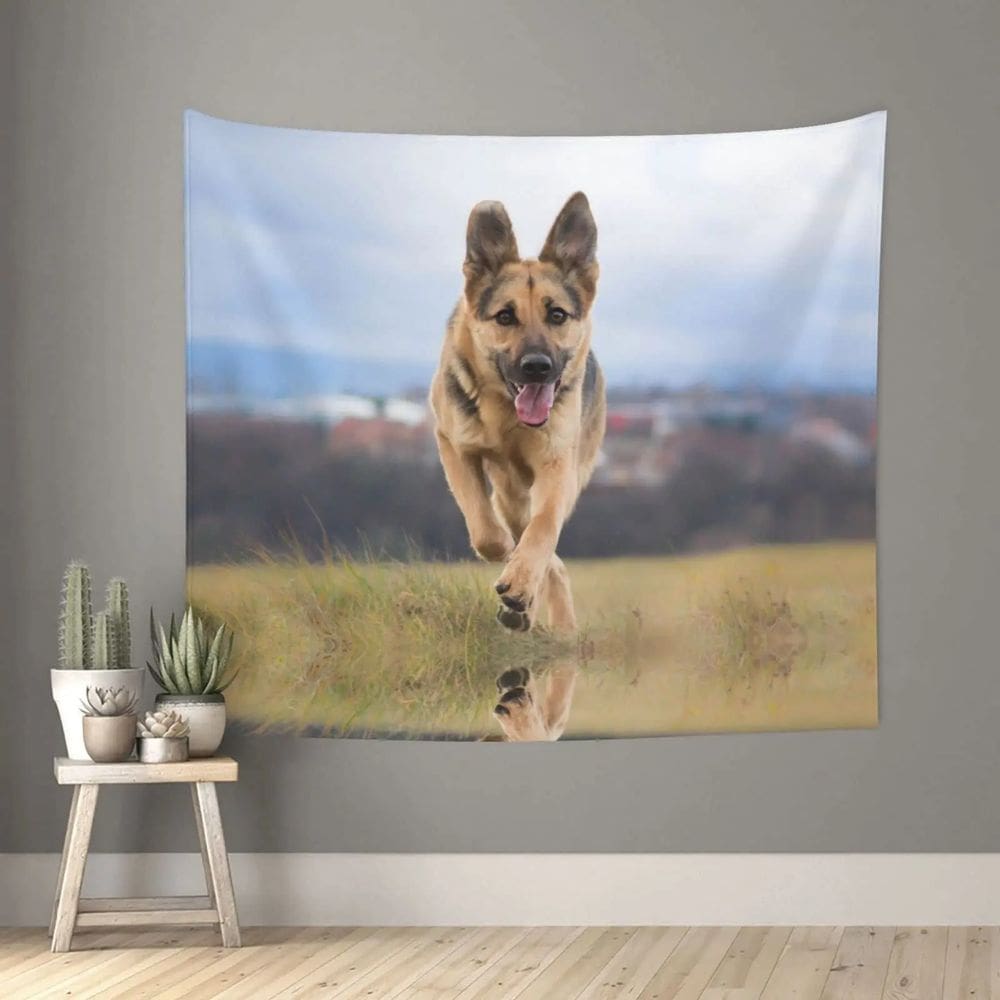 Tapeçaria German Shepherd Cute Dog Wall 150x100cm poliéster