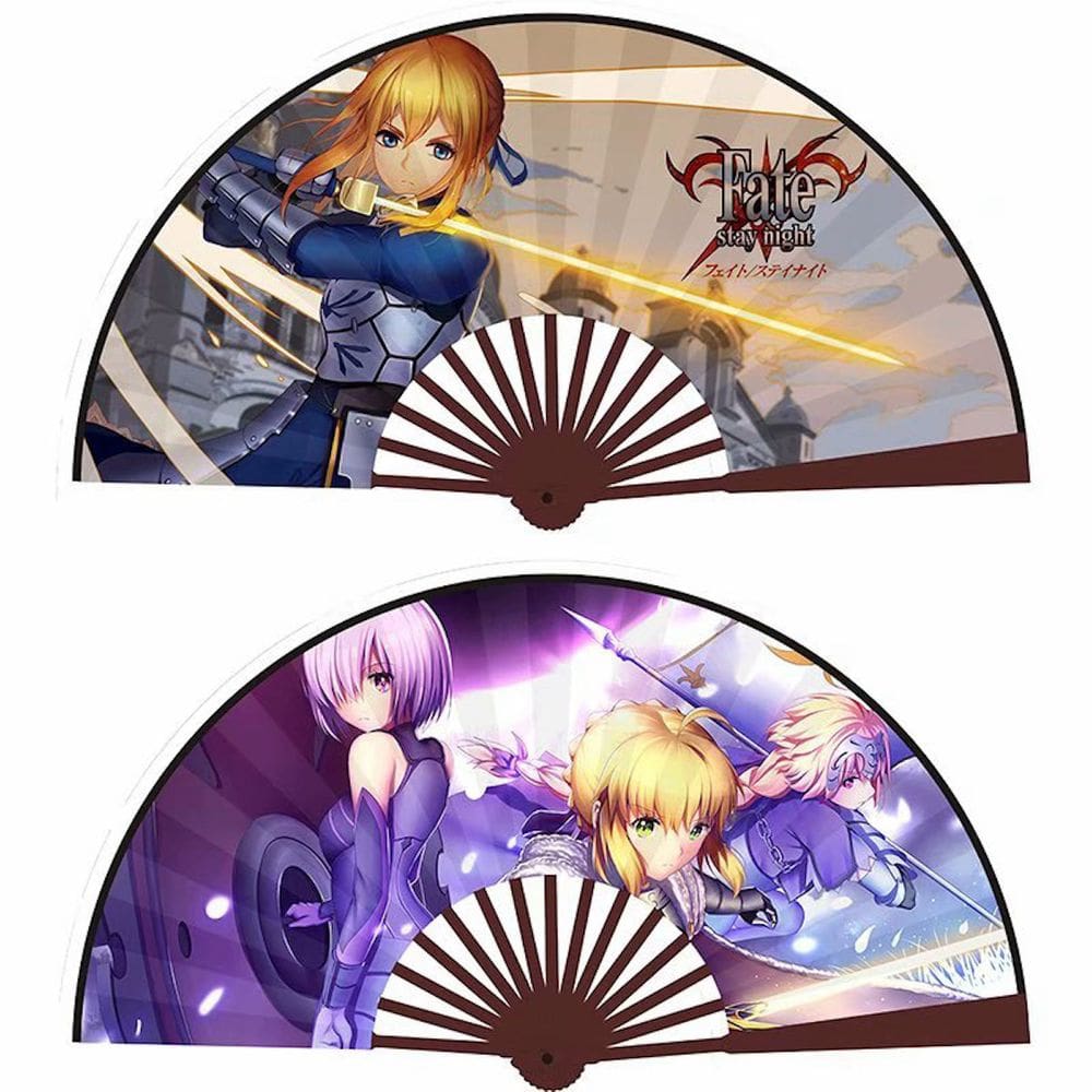Folding Fans Anime Fates Night, tecido portátil de bambu, 2 peças