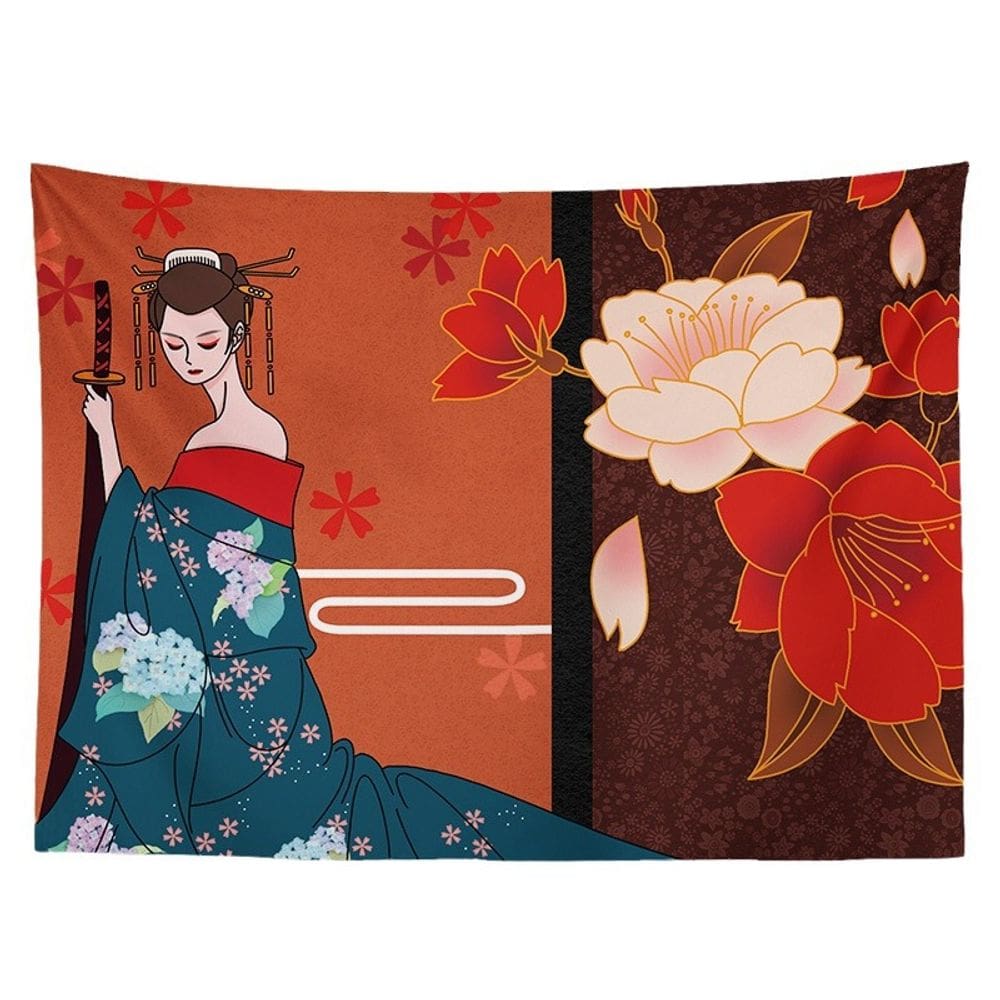 Tapeçaria Ukiyoes Beauty Microfabric 150x130cm para pendurar na parede