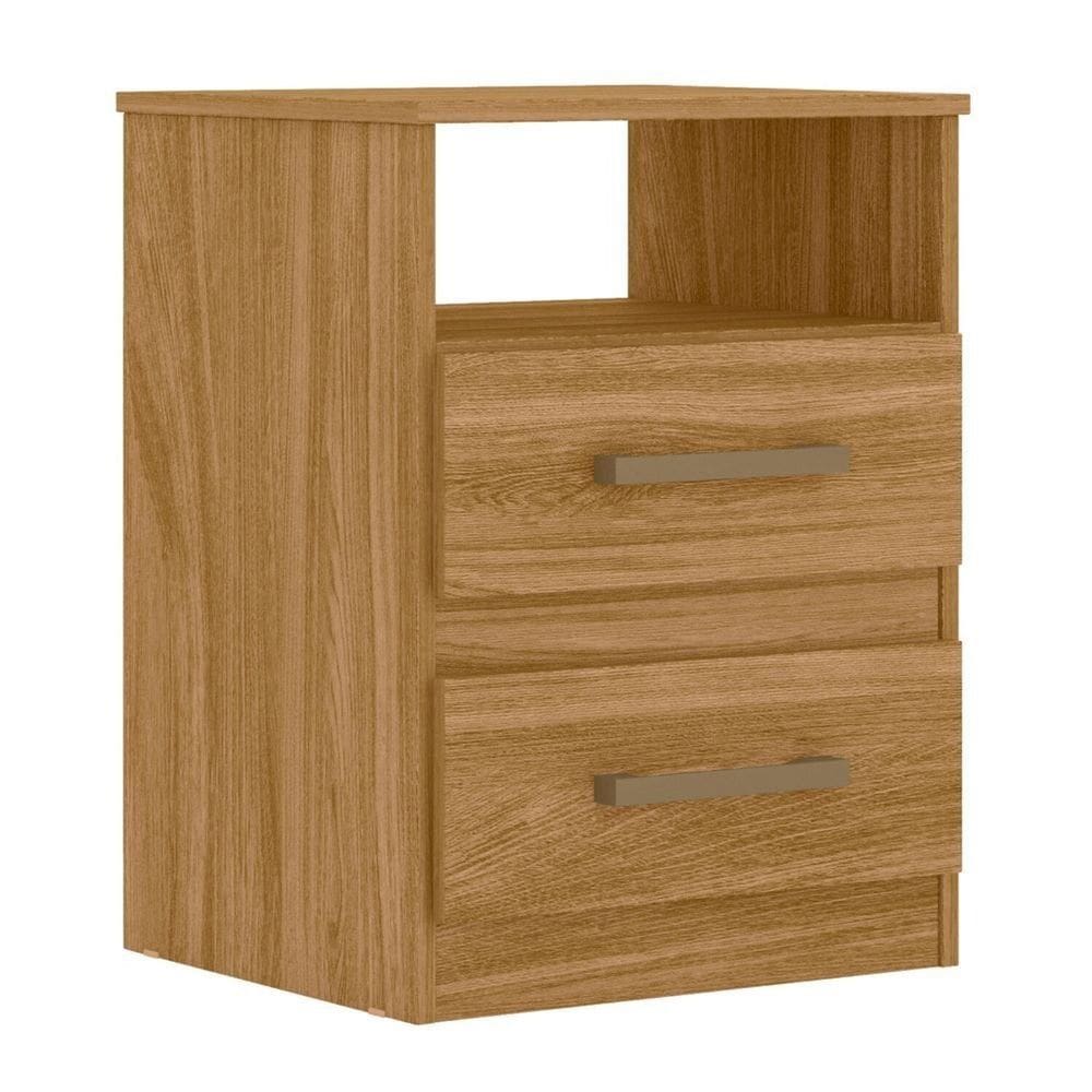 Mesa de Cabeceira 02 Gavetas e Nicho Apolo Freijó