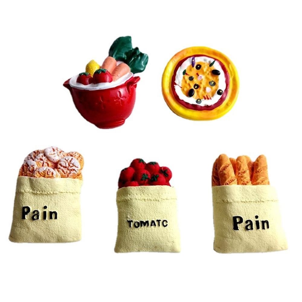 Imãs de geladeira, 5 unidades/lote, simulações, pães, tomates, anime, crianças