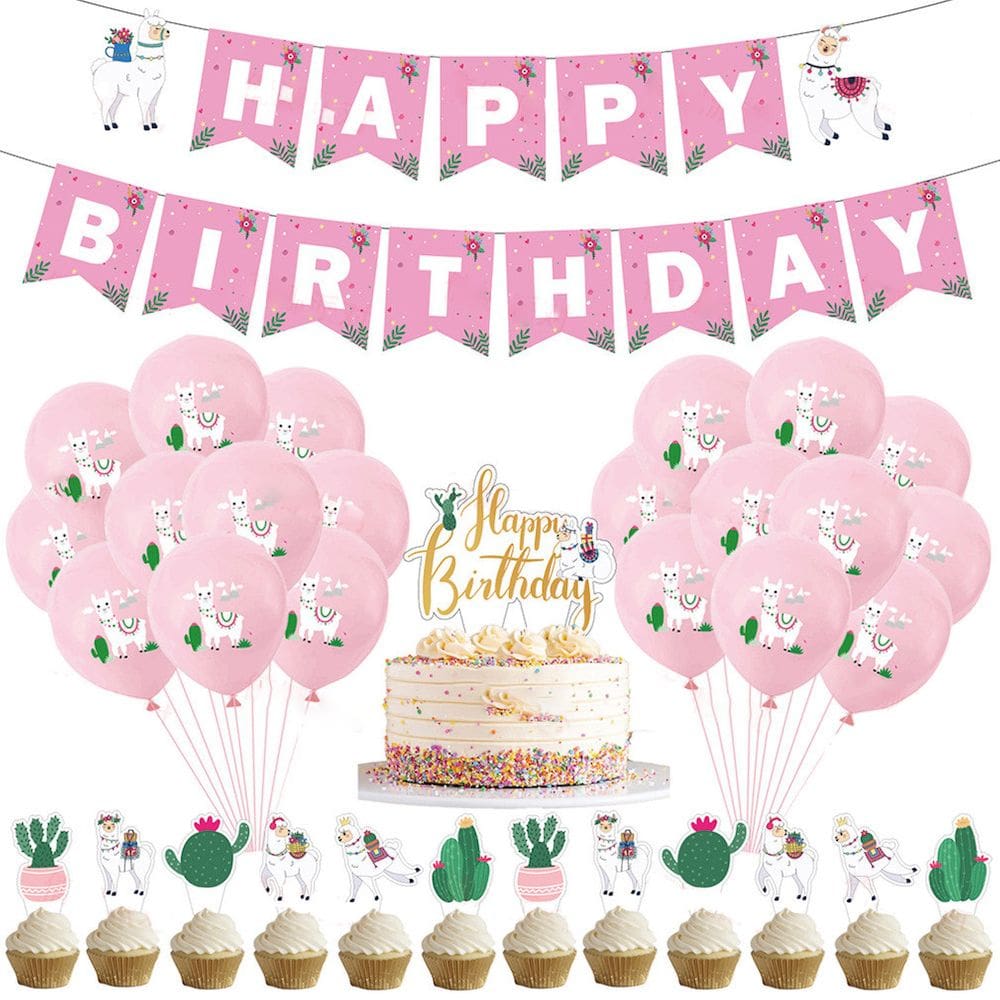 Kit de balões: balões de látex Flamingo Party, 30 unidades com banner