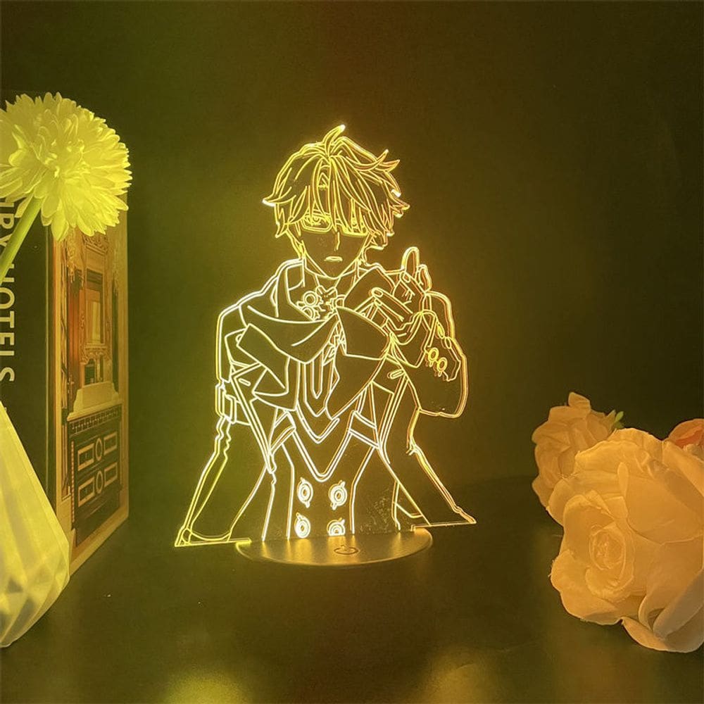 Luz noturna LED 3D Honkais Stars Rails Welts que muda de cor