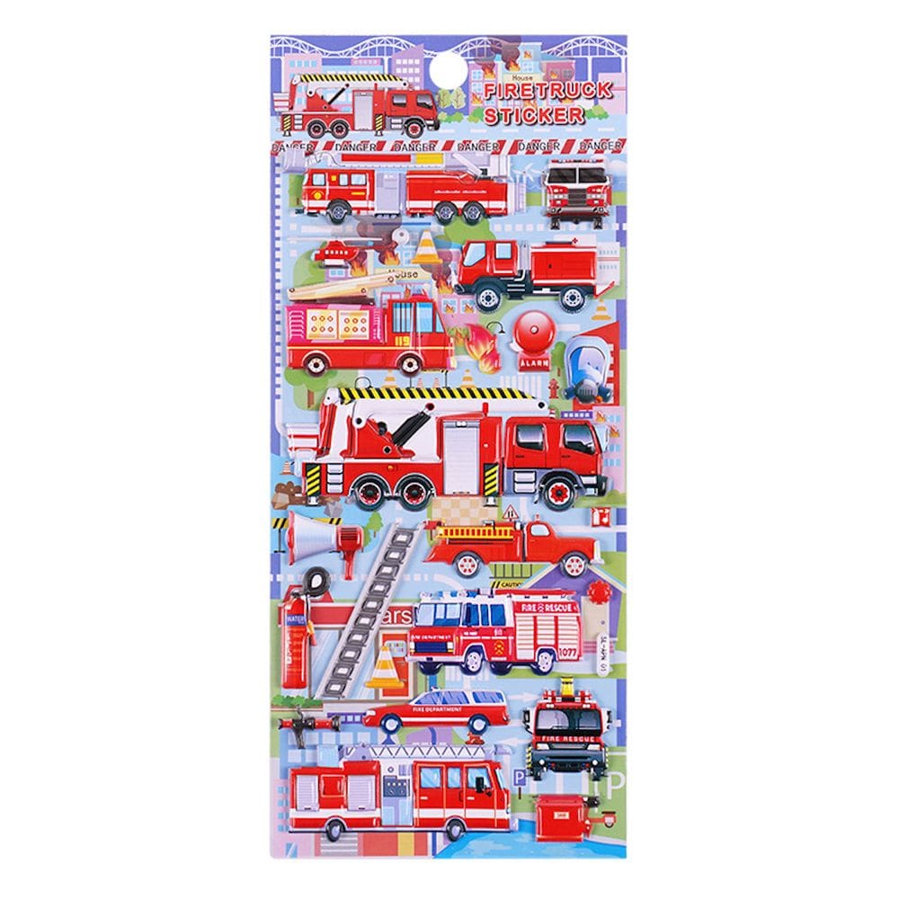 Puffy Stickers Fire Truck 3D para crianças, bolsas de festa, artesanato