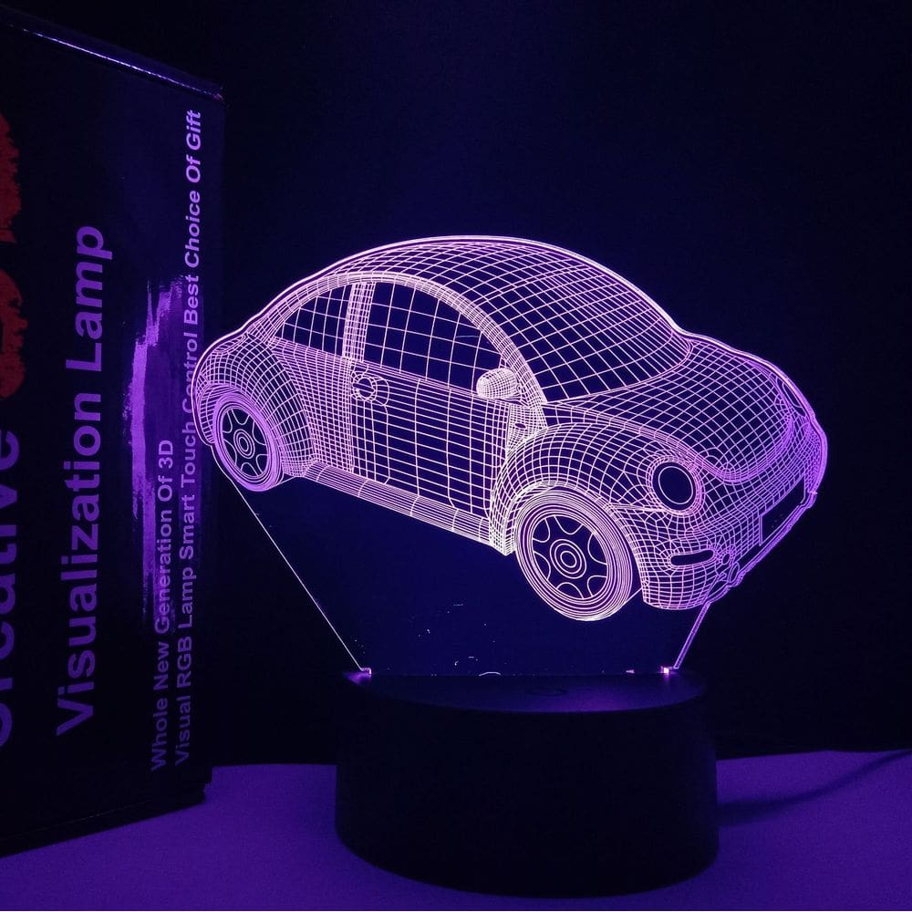 Luz noturna LED 3D que muda de cor nos carros Volkswagen Beetles