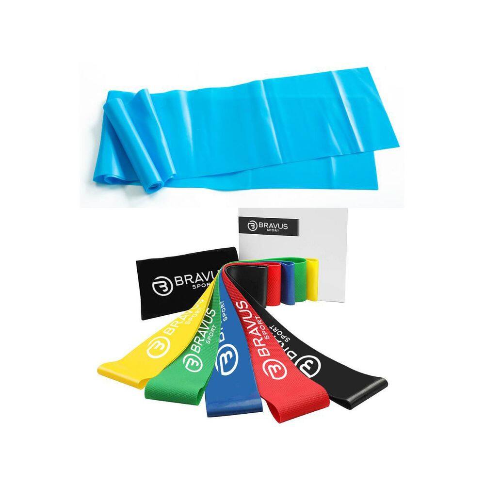 Kit Fitness 5 Mini Bands + Faixa Elástica Longa Tensão Média