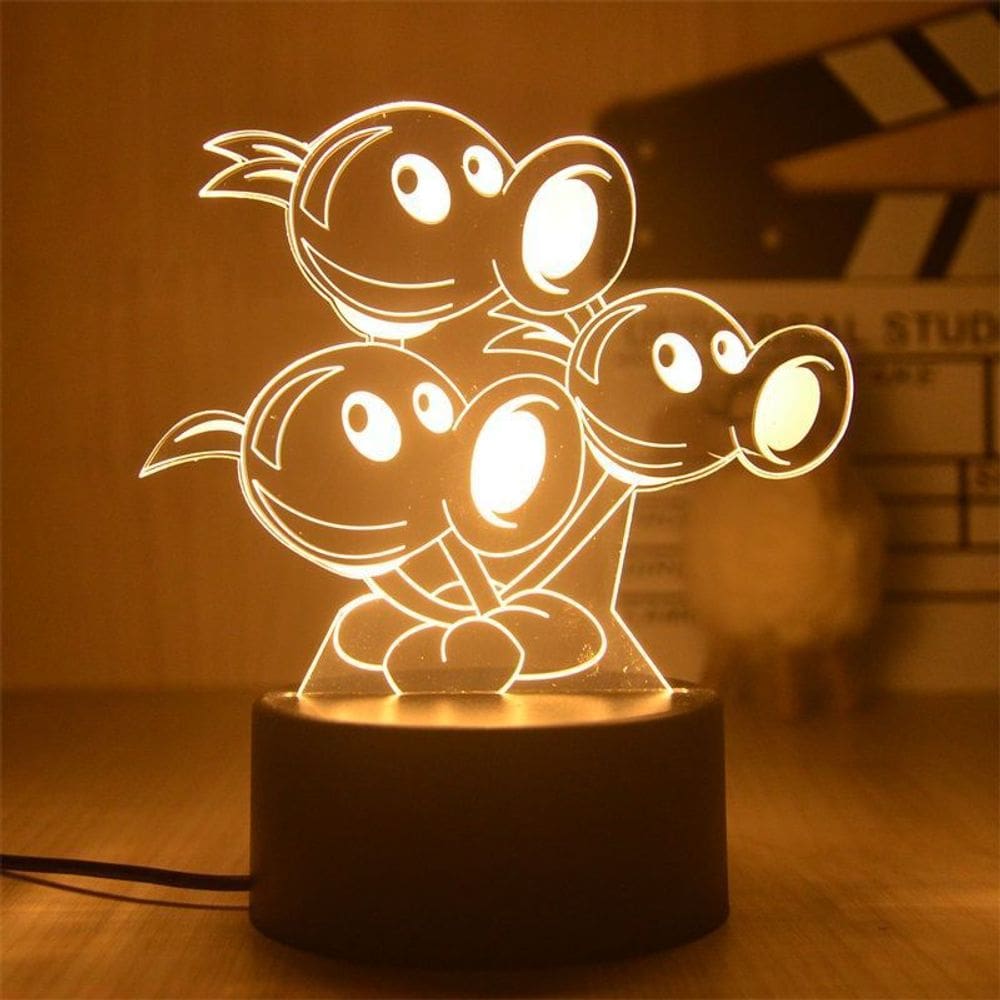 Luz noturna LED 3D Plants vs Zombies, três repetidores, que muda de cor