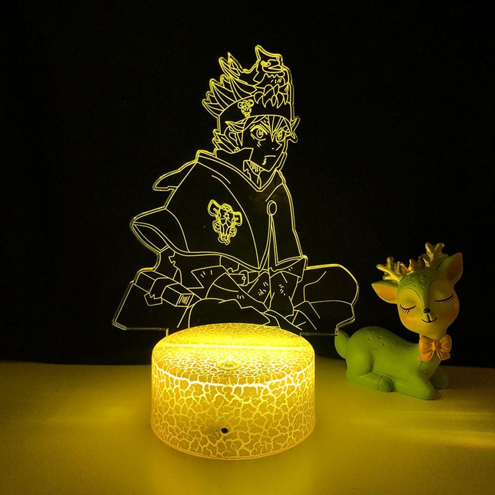 Luz noturna LED 3D Black Clovers Astas Color Changing