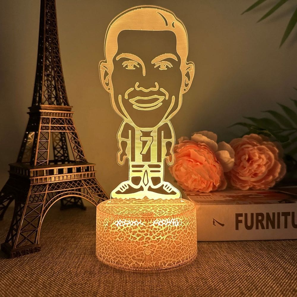 Luz noturna CR7 LED 3D que muda de cor para crianças com acrílico