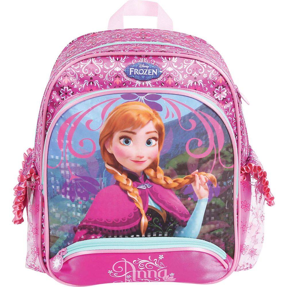 Mochila Escolar Frozen Anna Média Com 4 Bolso