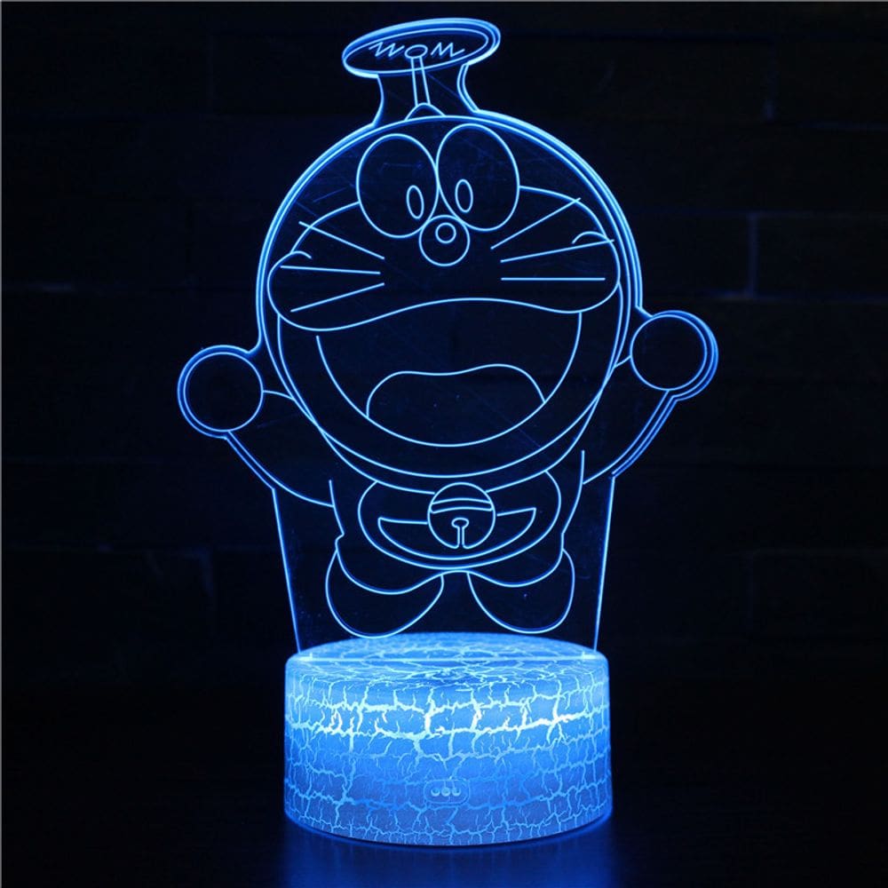 Luz noturna Doraemons 3D com mudança de cor LED para crianças