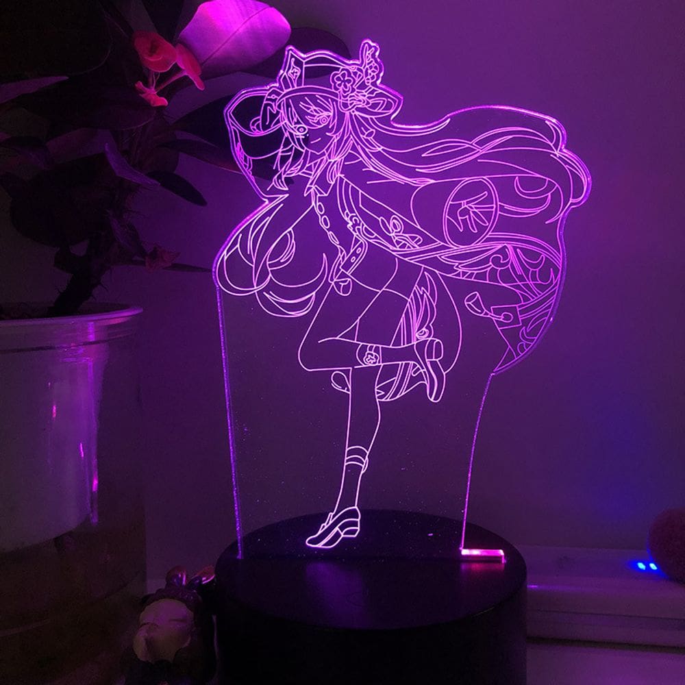 Luz noturna LED 3D Plants vs Zombies Hu Taos que muda de cor