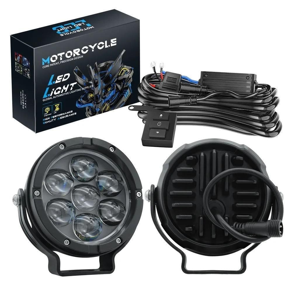 Farol Milha Auxiliar Led 100W Botão Strobo Motos Bmw Tiger