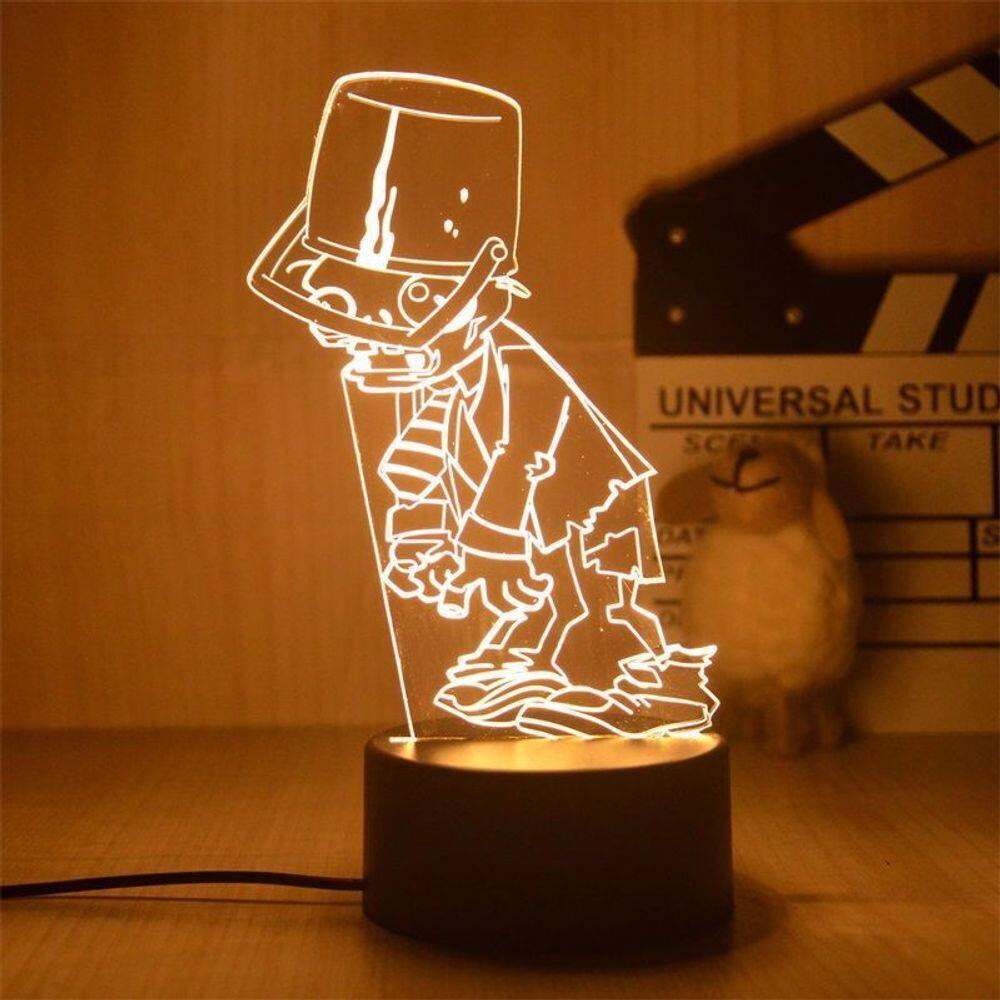 Luz noturna 3D LED Plants Zombies Bucketheads Zombies
