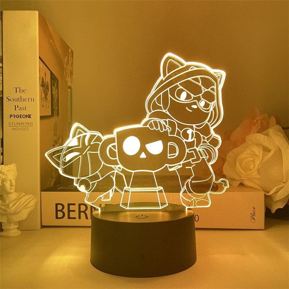 Luz noturna LED 3D que muda de cor Brawls Stars Jessie