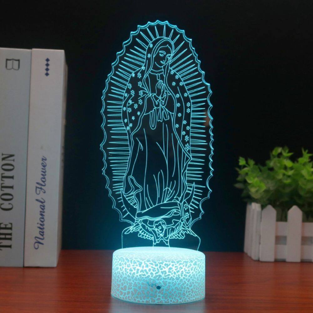 Luz noturna LED 3D que muda a cor da Santíssima Virgem Maria