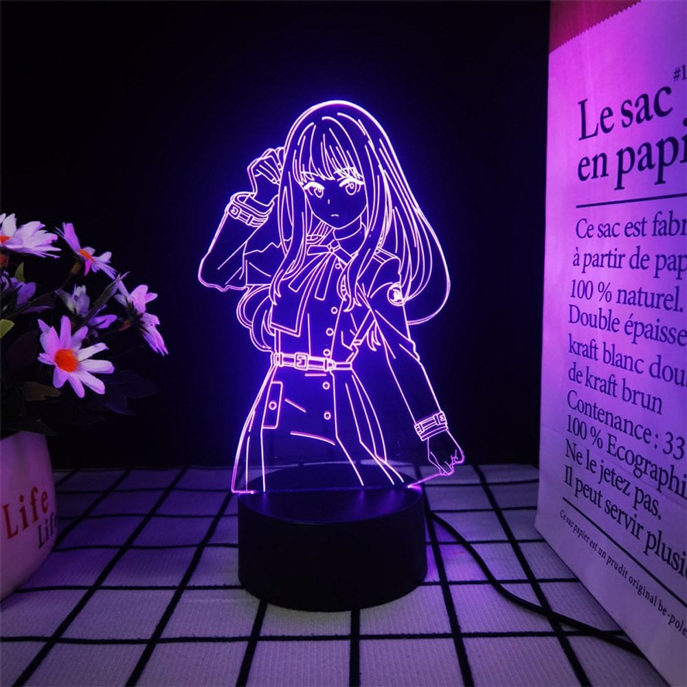 Luz noturna Lycoris Recoils Takinas Inoues 3D com mudança de cor