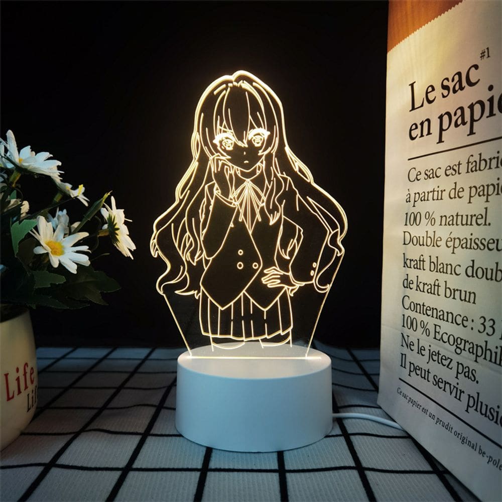 Luz noturna LED 3D Toradoras Aisakas Taigas com mudança de cor