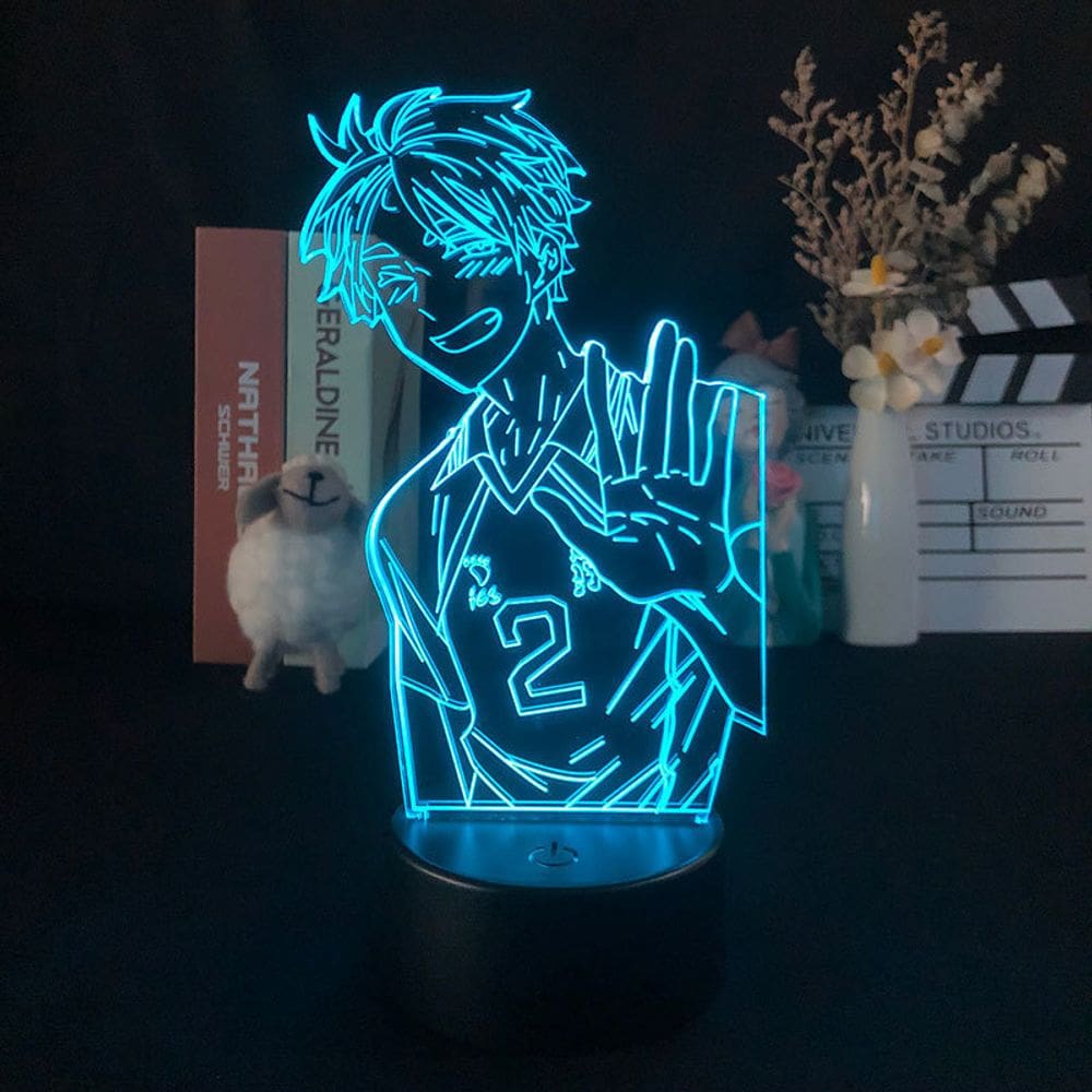 Luz noturna LED 3D Haikyuus Sugawaras Koushis que muda de cor