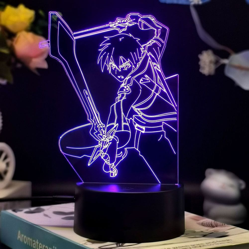 Luz noturna LED 3D Sword Art Online Kirito para quarto de crianças