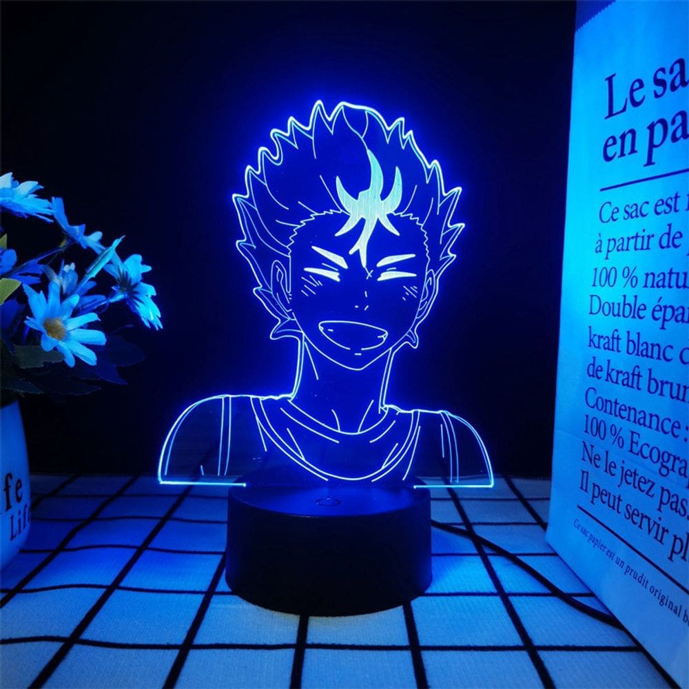 Luz noturna LED 3D Haikyuus Yu Nishinoya Mudança de cor