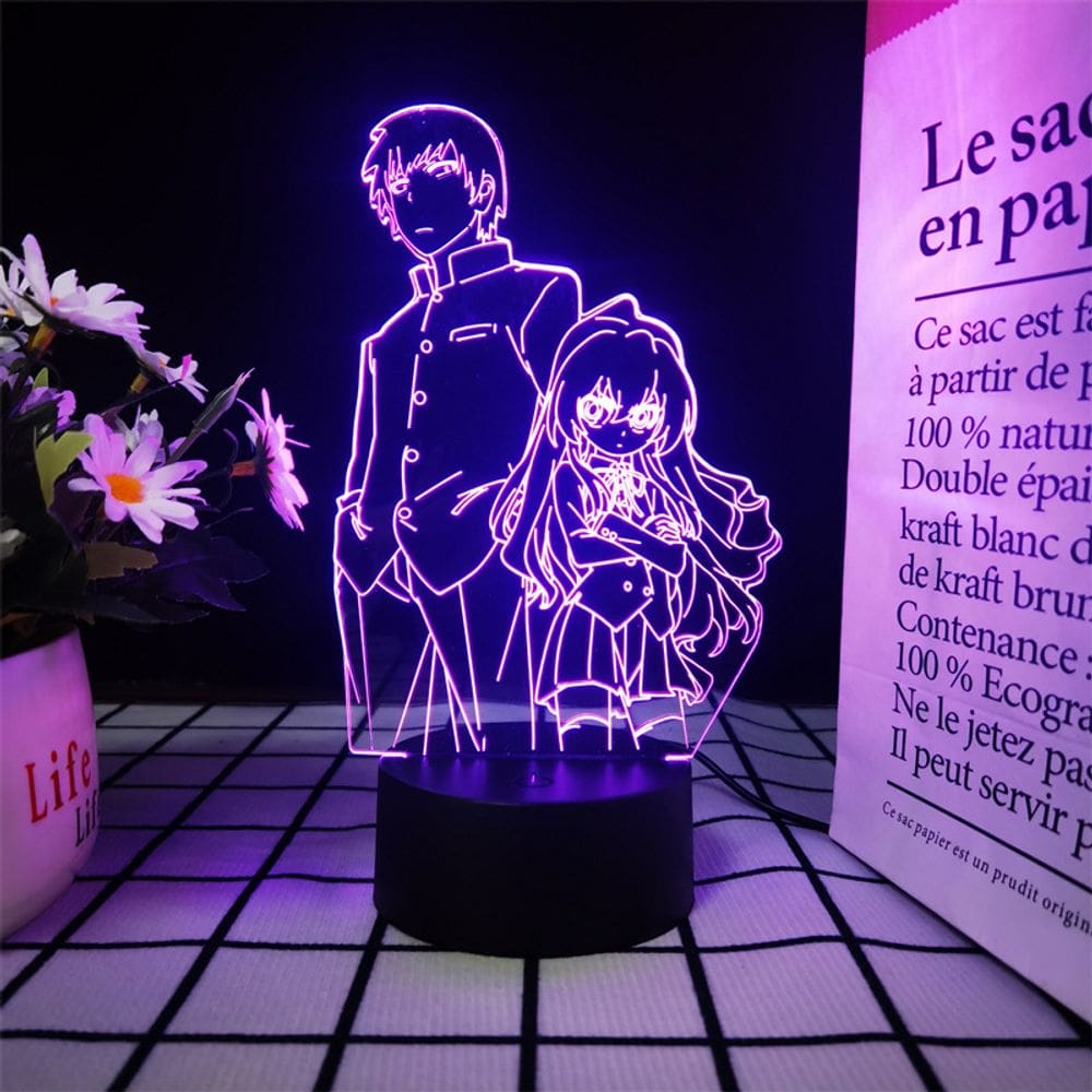 Luz noturna LED 3D Toradoras Aisakas Taigas Takasi Ryuujis