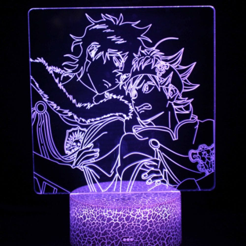 Luz noturna LED 3D Black Clovers Astas Color Changing