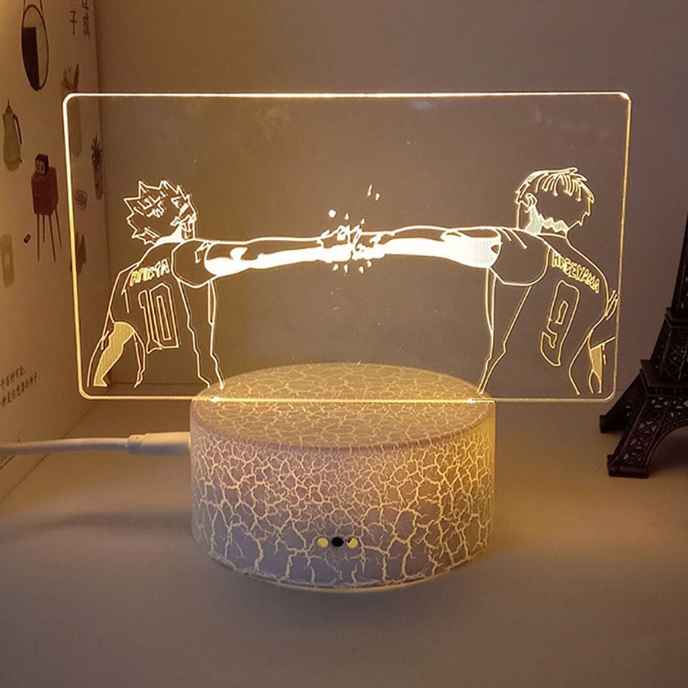Luz noturna LED 3D Hinata Shoyo e Kageyama Tobio de Haikyuu