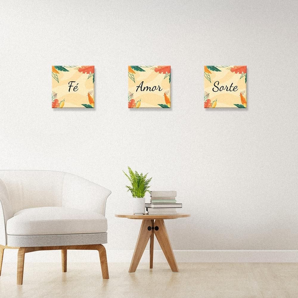 Kit 3 Quadros Decorativos Frases - 20X20 - 01