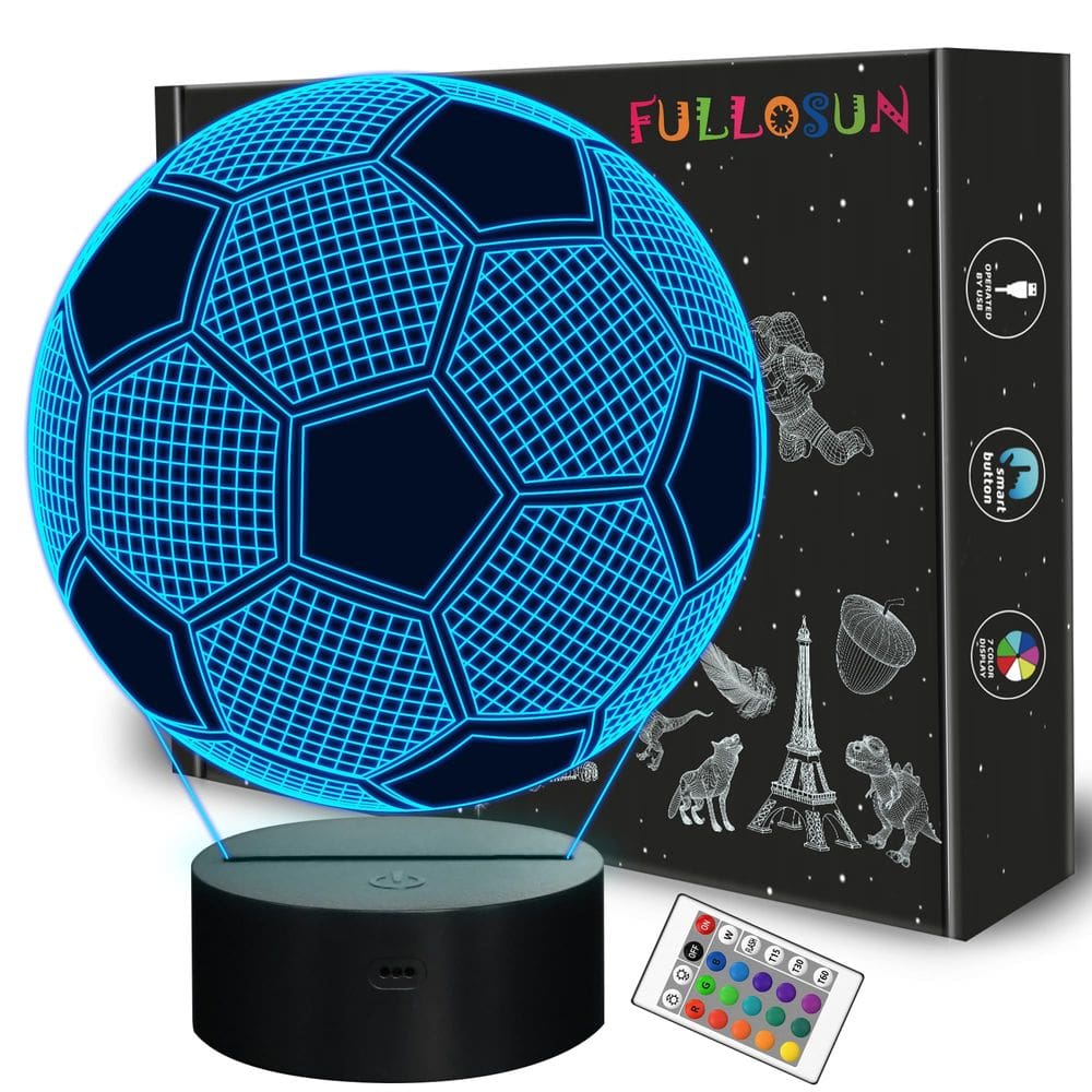 Lâmpada de ilusão óptica 3D Night Light FULLOSUN Soccer para crianças