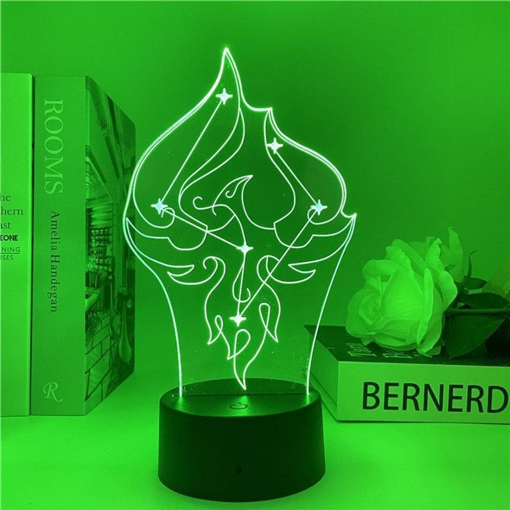 Luz noturna LED 3D Genshin Impact Xiao que muda de cor