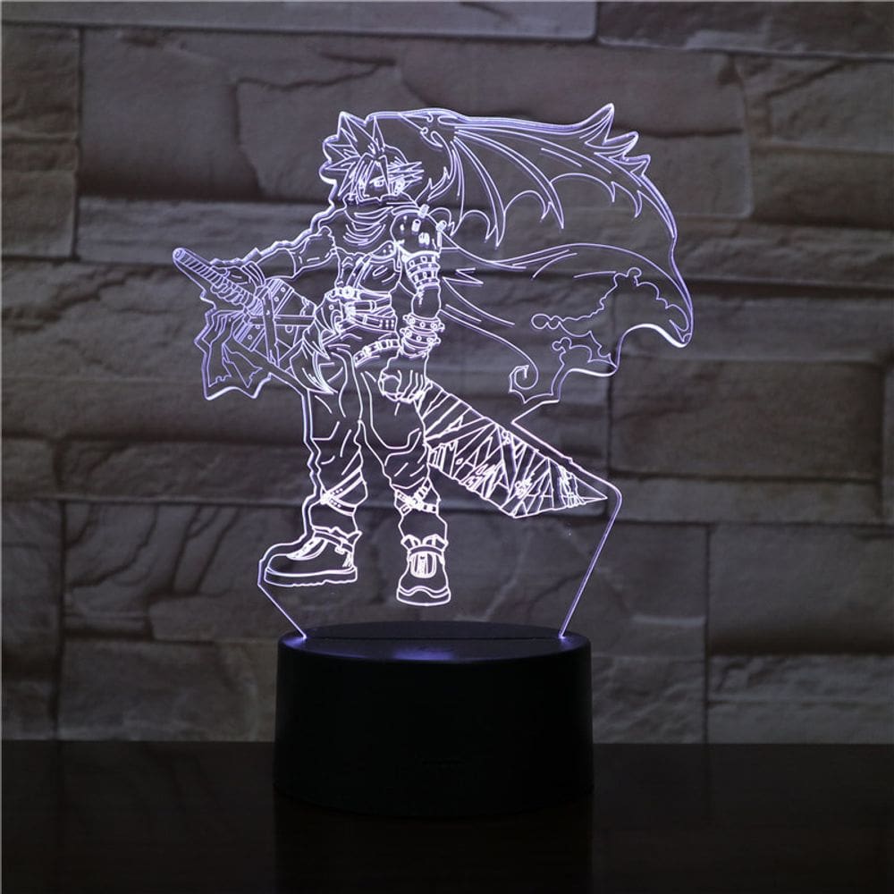 Luz noturna LED 3D Final Fantasy Cloud Strife para crianças
