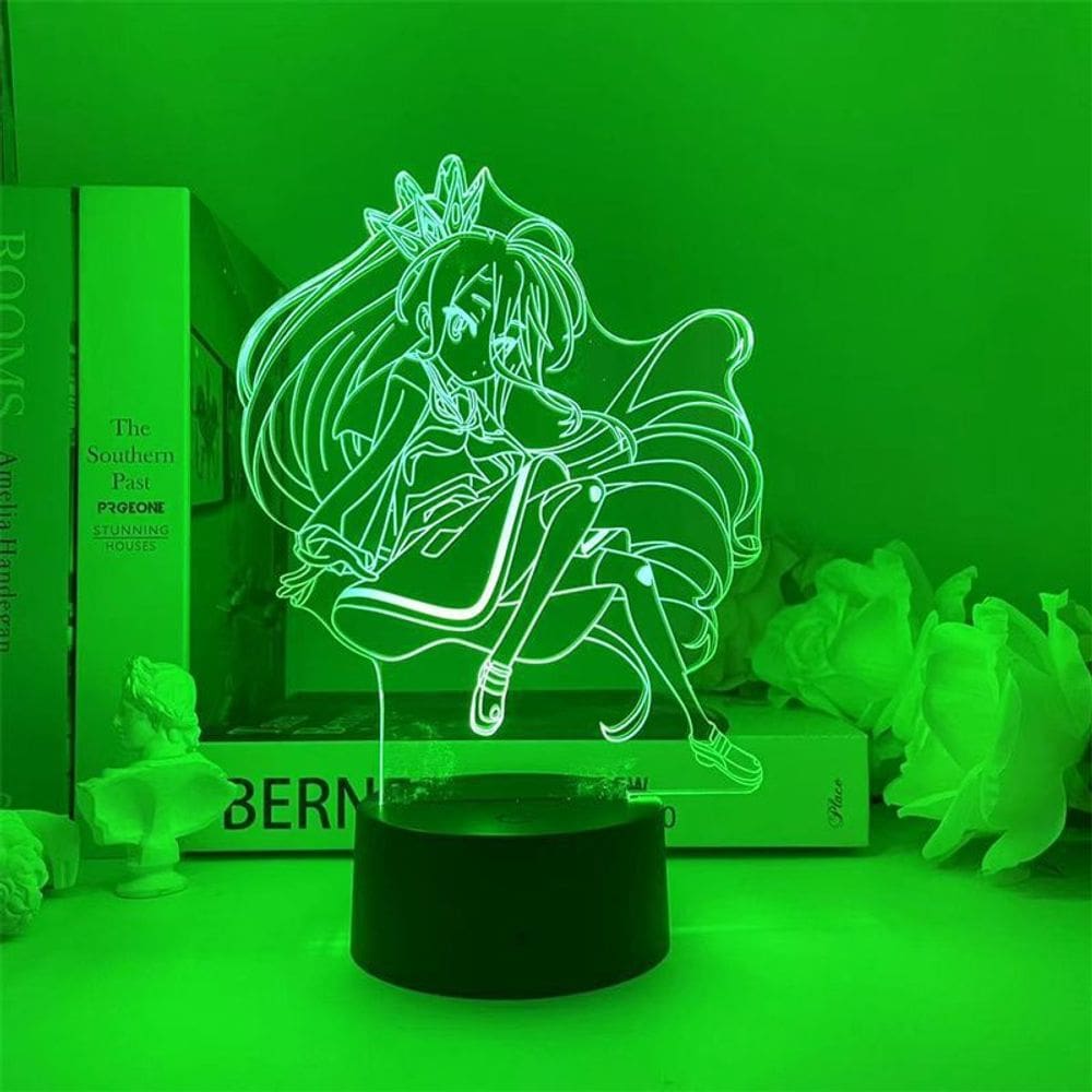 Luz noturna LED 3D Sem jogos No Life Shiro Color Changing