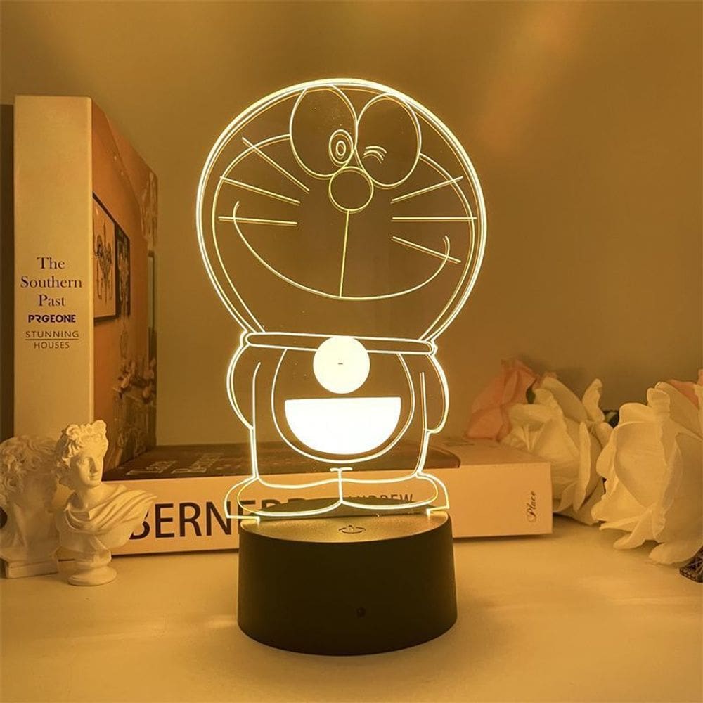 Luz noturna Doraemons 3D com mudança de cor LED para crianças