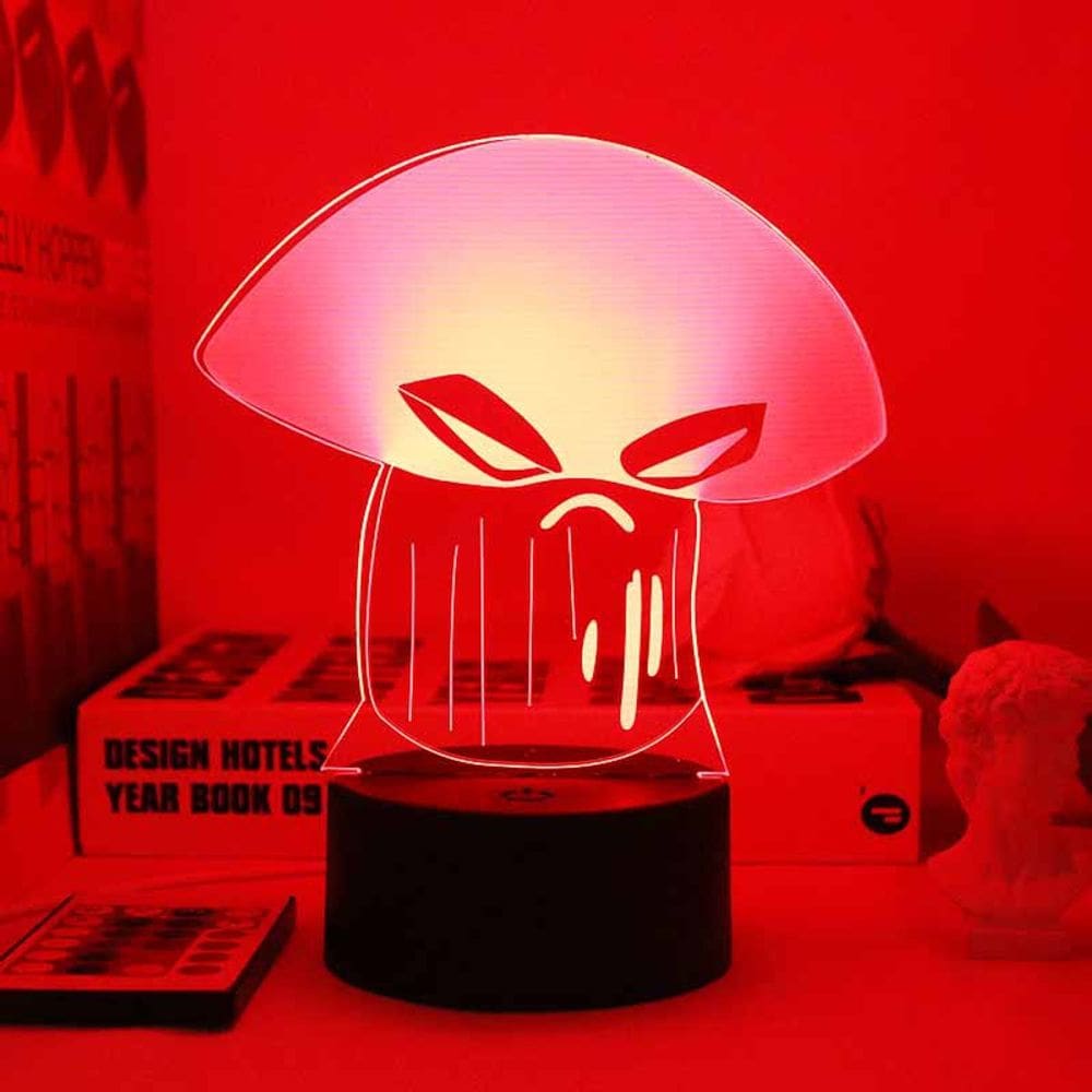 Luz noturna LED 3D Plants vs Zombies Dooms-Shrooms