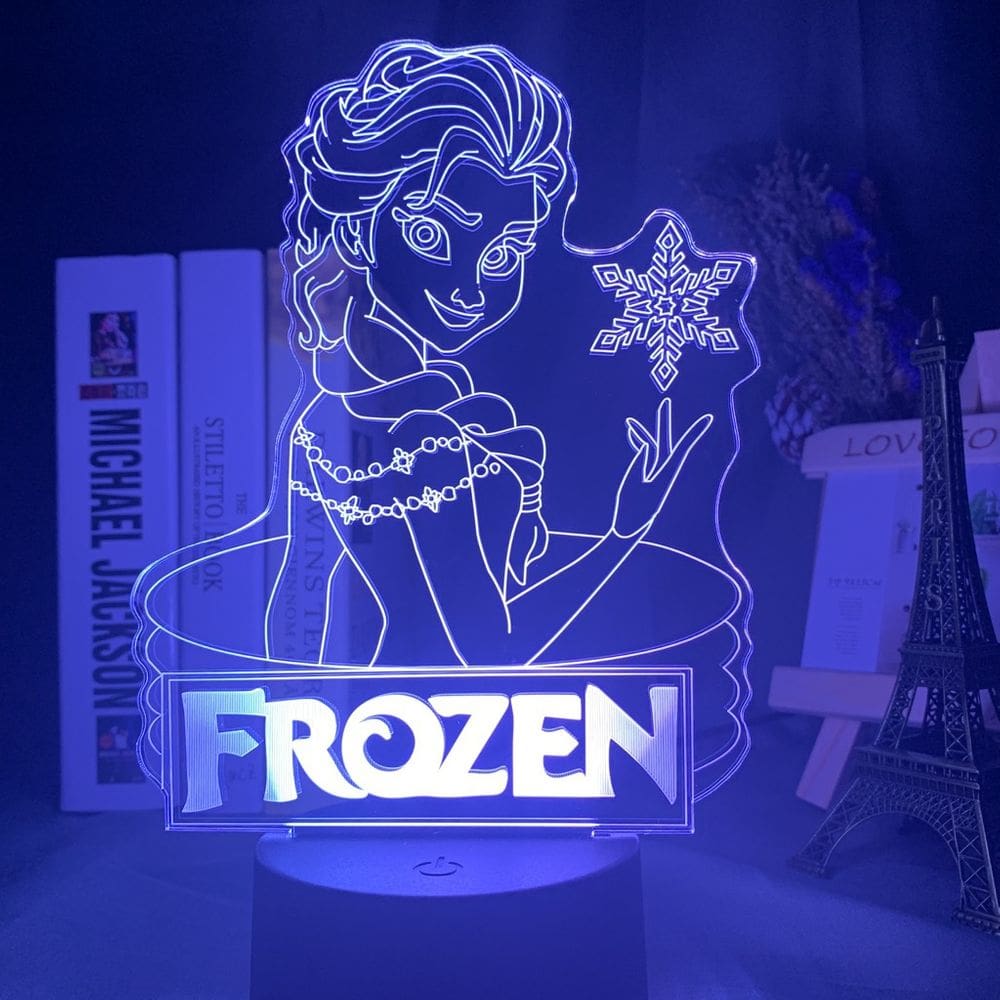 Luz noturna LED 3D que muda de cor para crianças | Tema Elsa