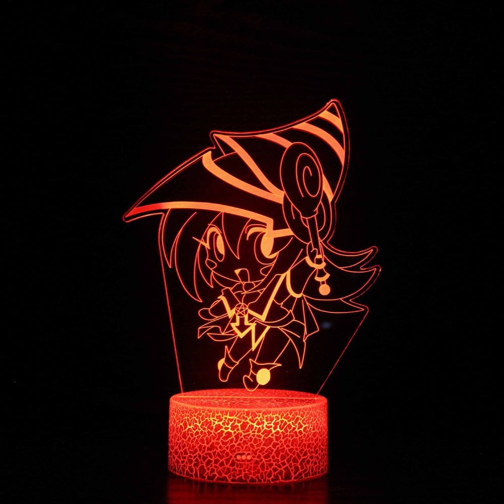 Luz noturna LED 3D Yu Gi Oh Blacks Magicians que muda de cor