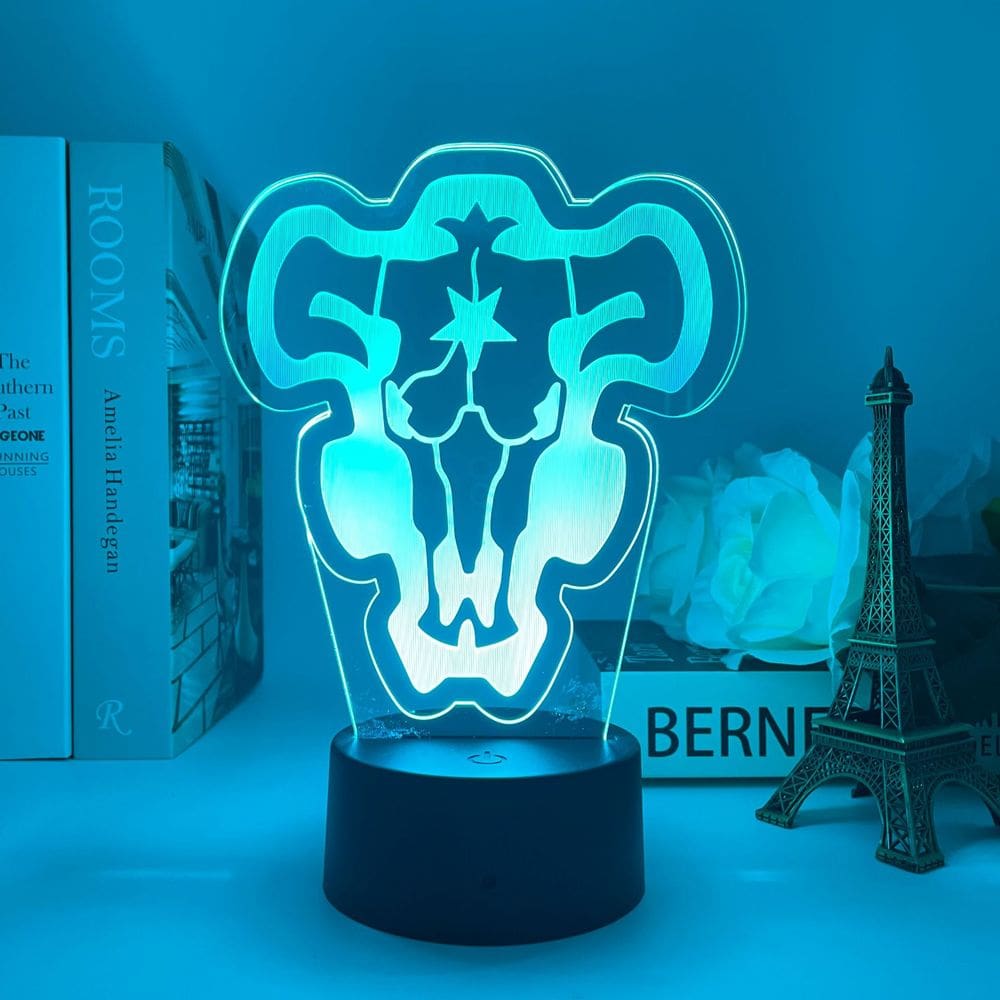 Luz noturna LED 3D Black Clovers Skulls Deers Heads Color C