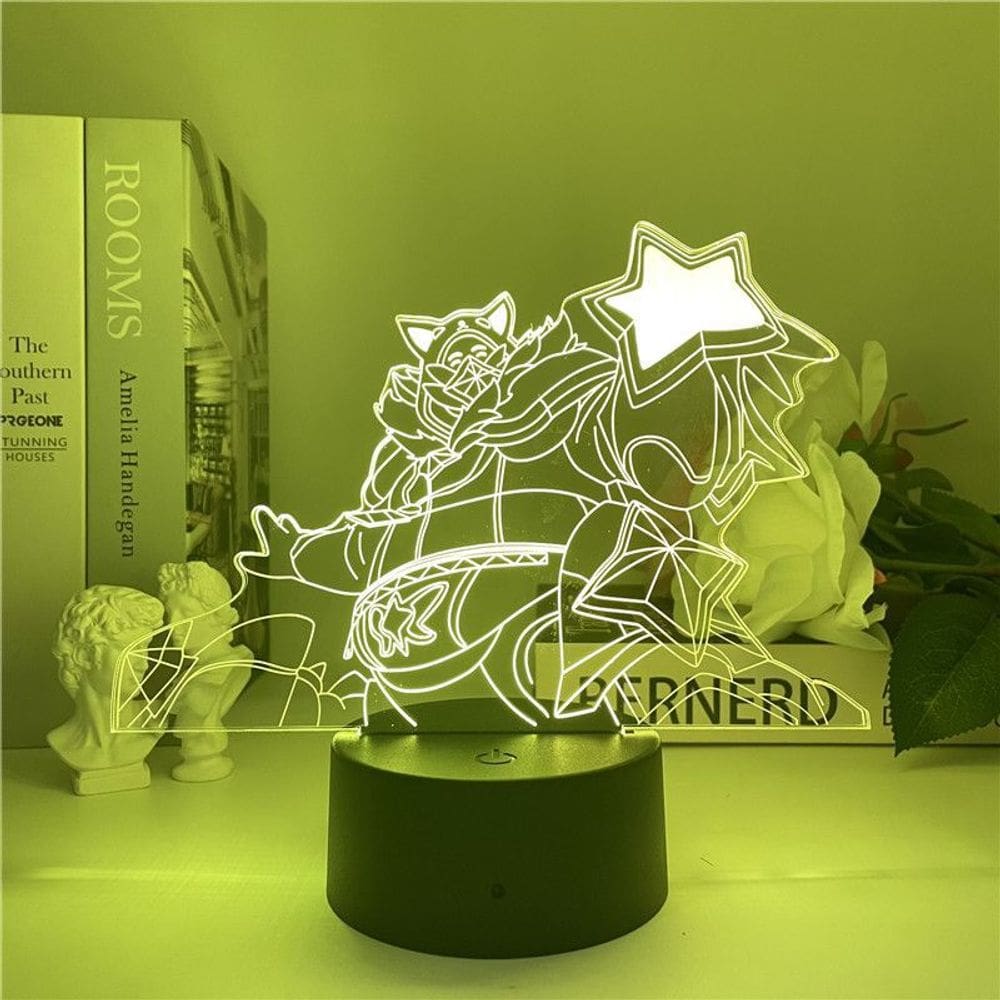 Luz noturna LED 3D Lols Gragas que muda de cor para crianças