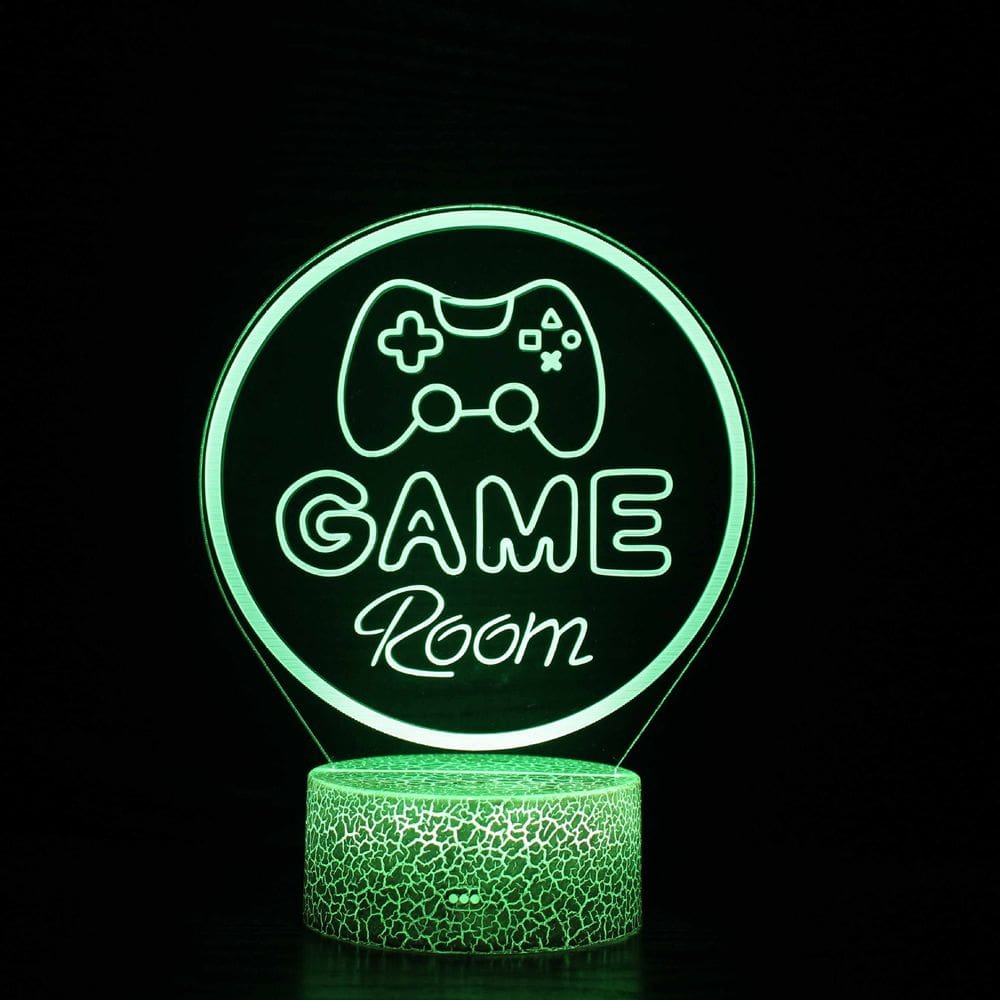 Luz noturna, LED 3D, gamepads que mudam de cor, salas de jogos, K