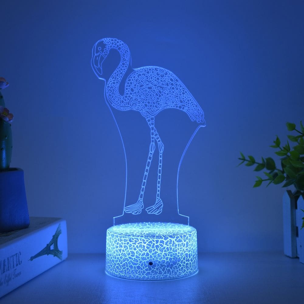 Luz noturna Flamingos 3D LED que muda de cor para crianças