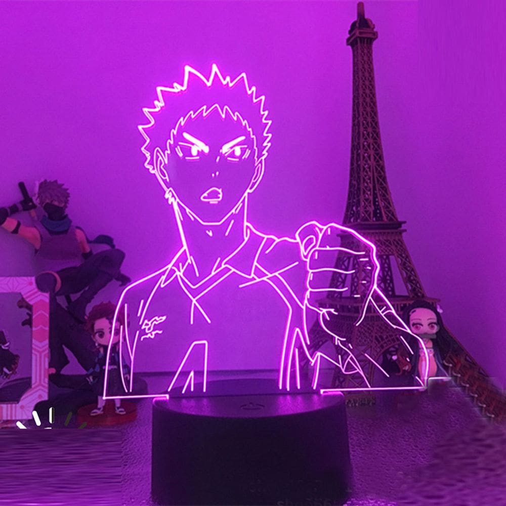 Luz noturna LED 3D Haikyuus Yu Nishinoya Mudança de cor